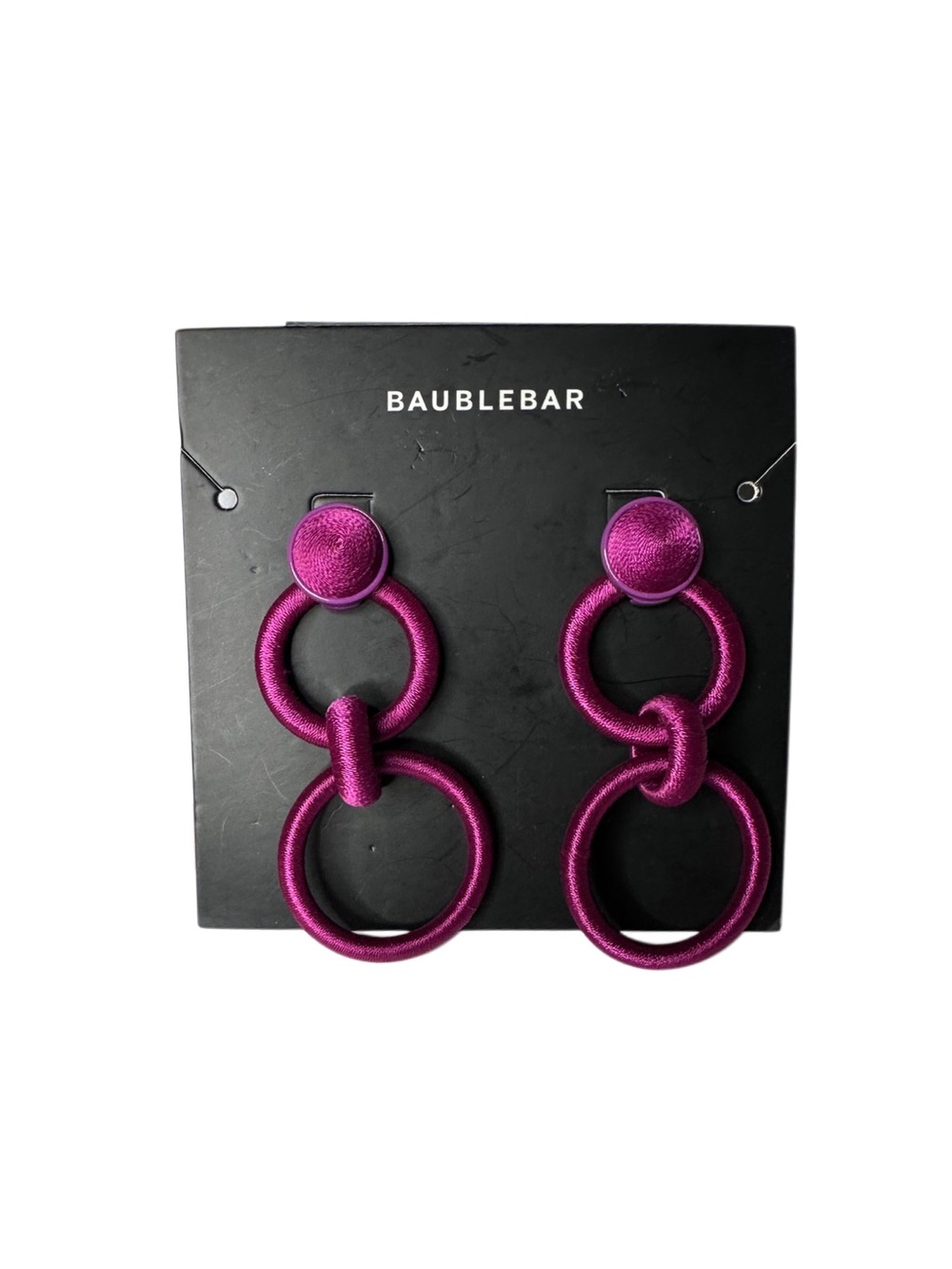 BaubleBar Fuchsia Satin Triple Ring Drop Earrings